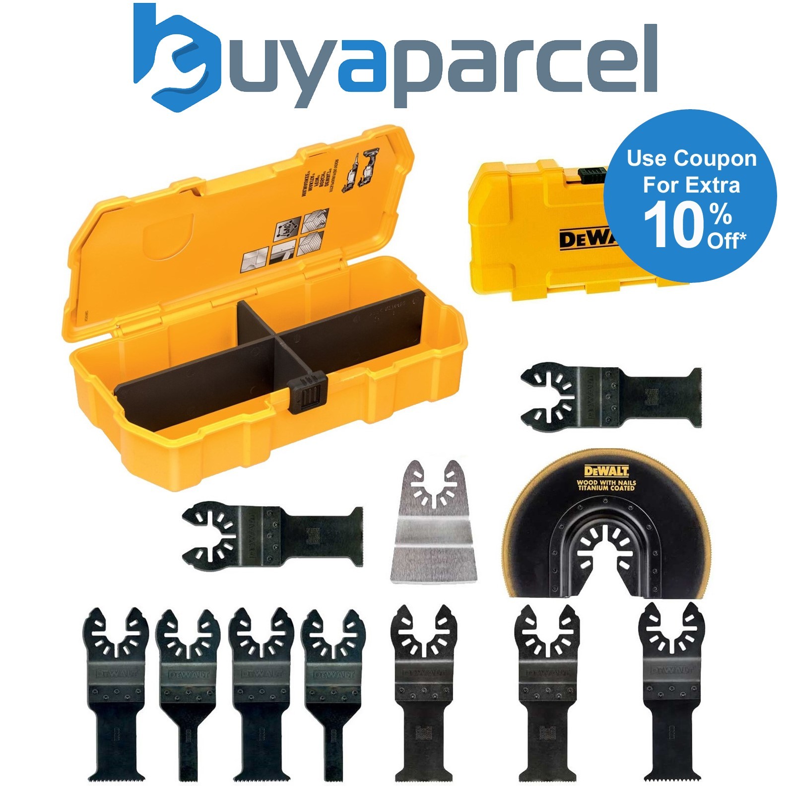 Dewalt 11 Piece Multi Tool Accessory Blade Set Plunge Fast Cut + Toughcase