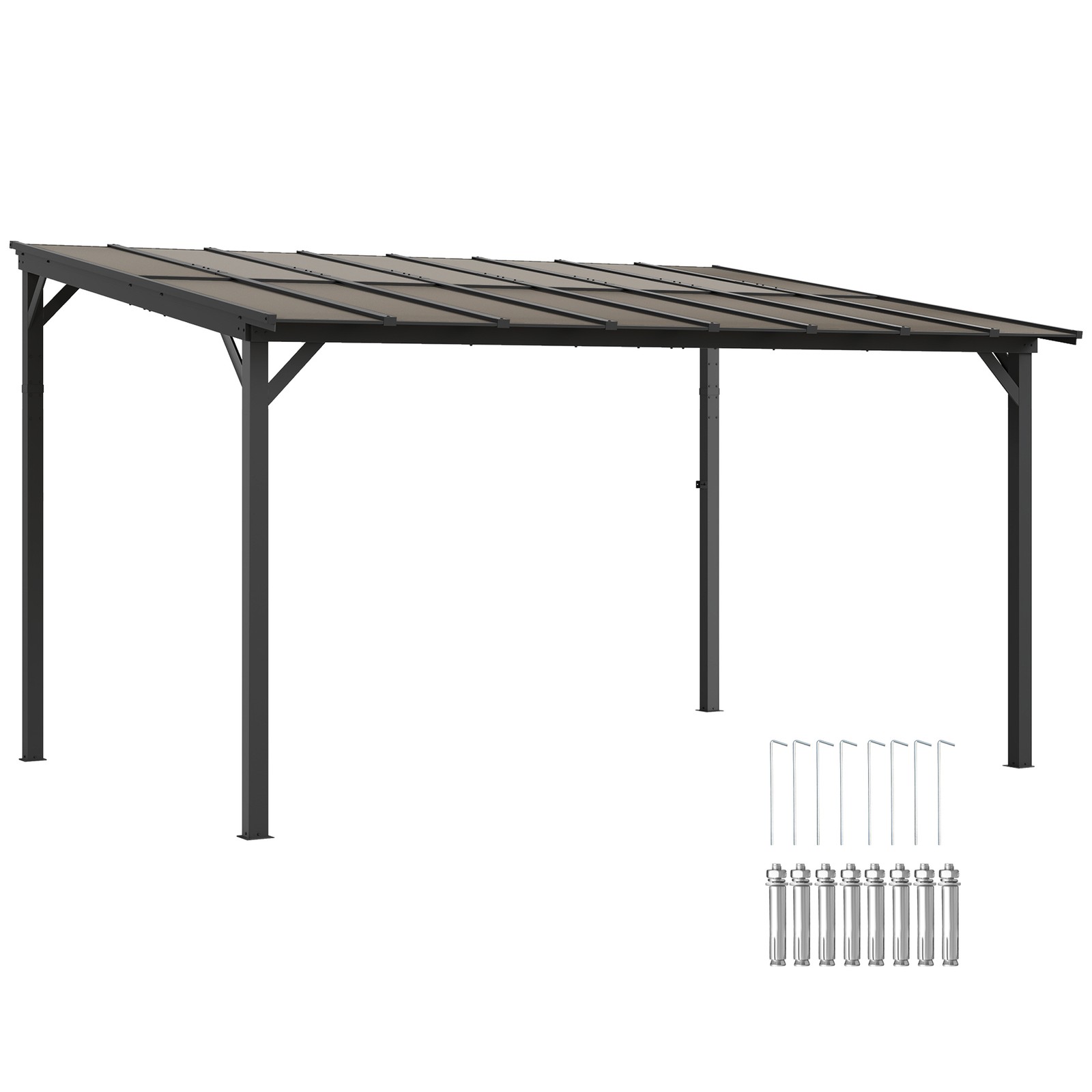 3 x 4.3m Pergola Kit Gazebo with UPF 50+ and Waterproof Polycarbonate Roof