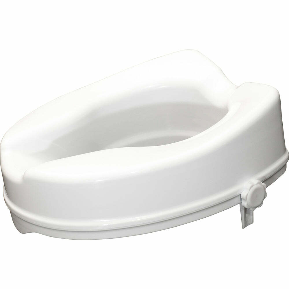 Ergonomic Raised White Plastic Toilet Seat - 4 Inch Height - Easy Install