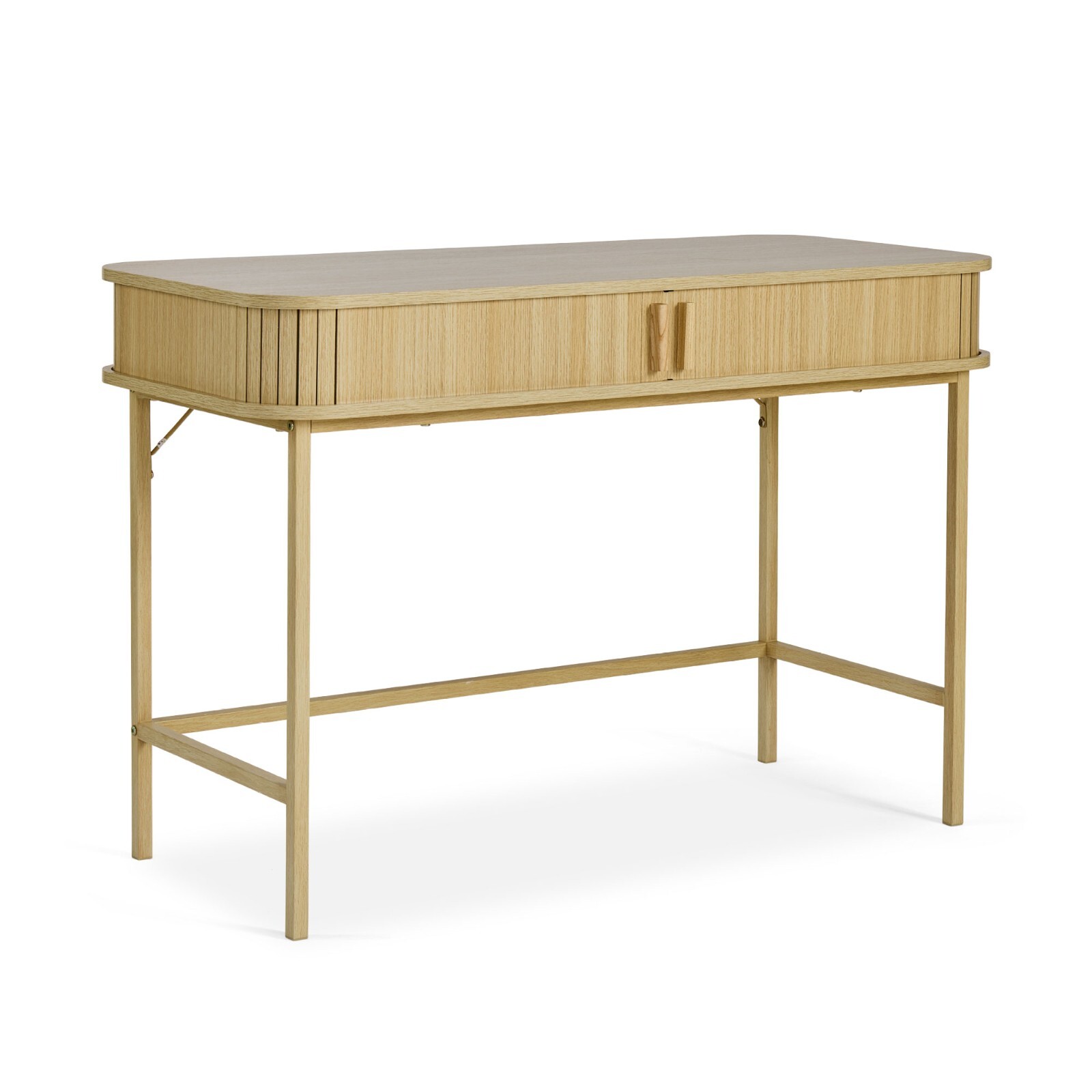 Computer Desk for Home Office, Console Table with Sliding Doors Storage, VonHaus