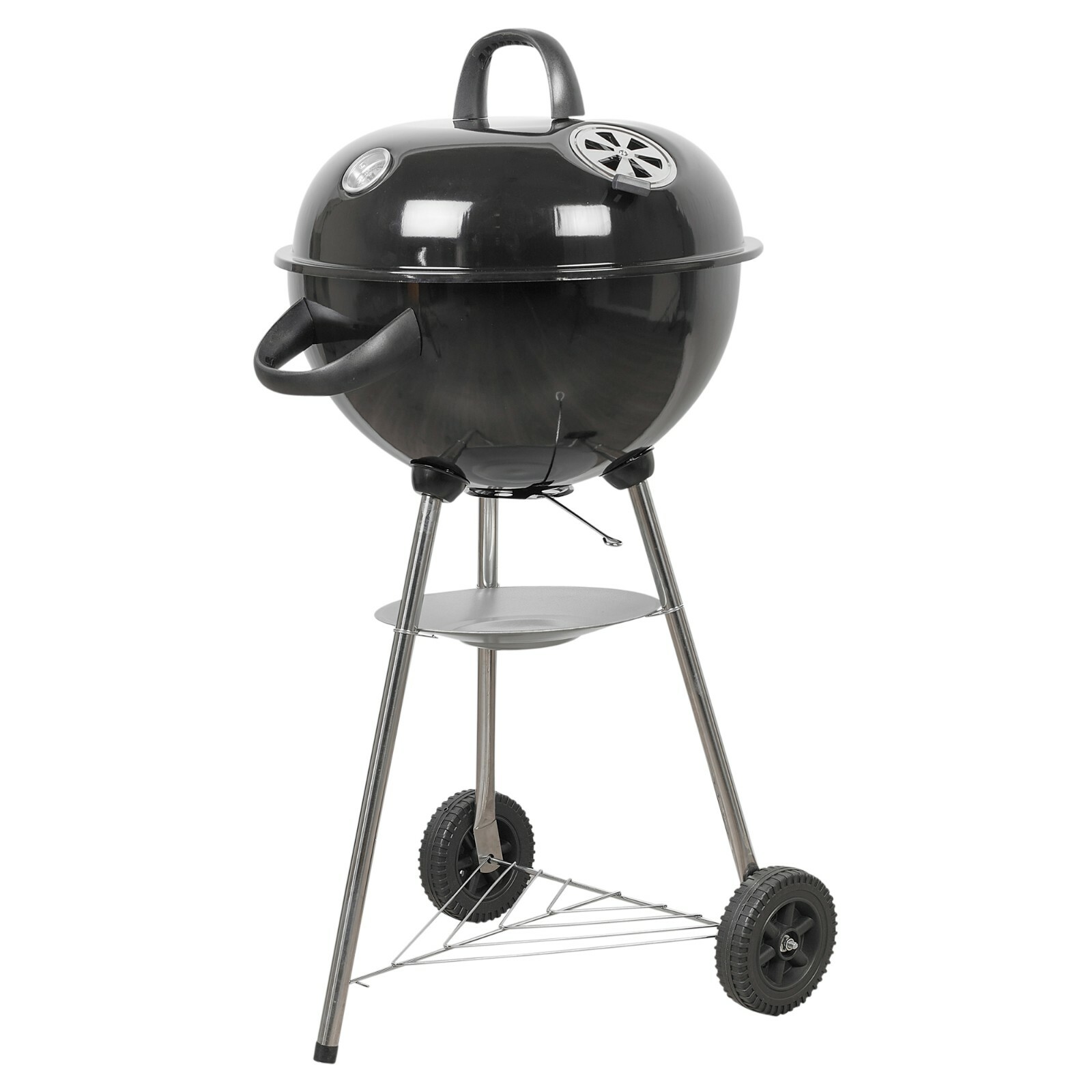 Large 47cm Egg-Shaped Black Metal BBQ Grill Heat Resistant Charcoal Barbecue