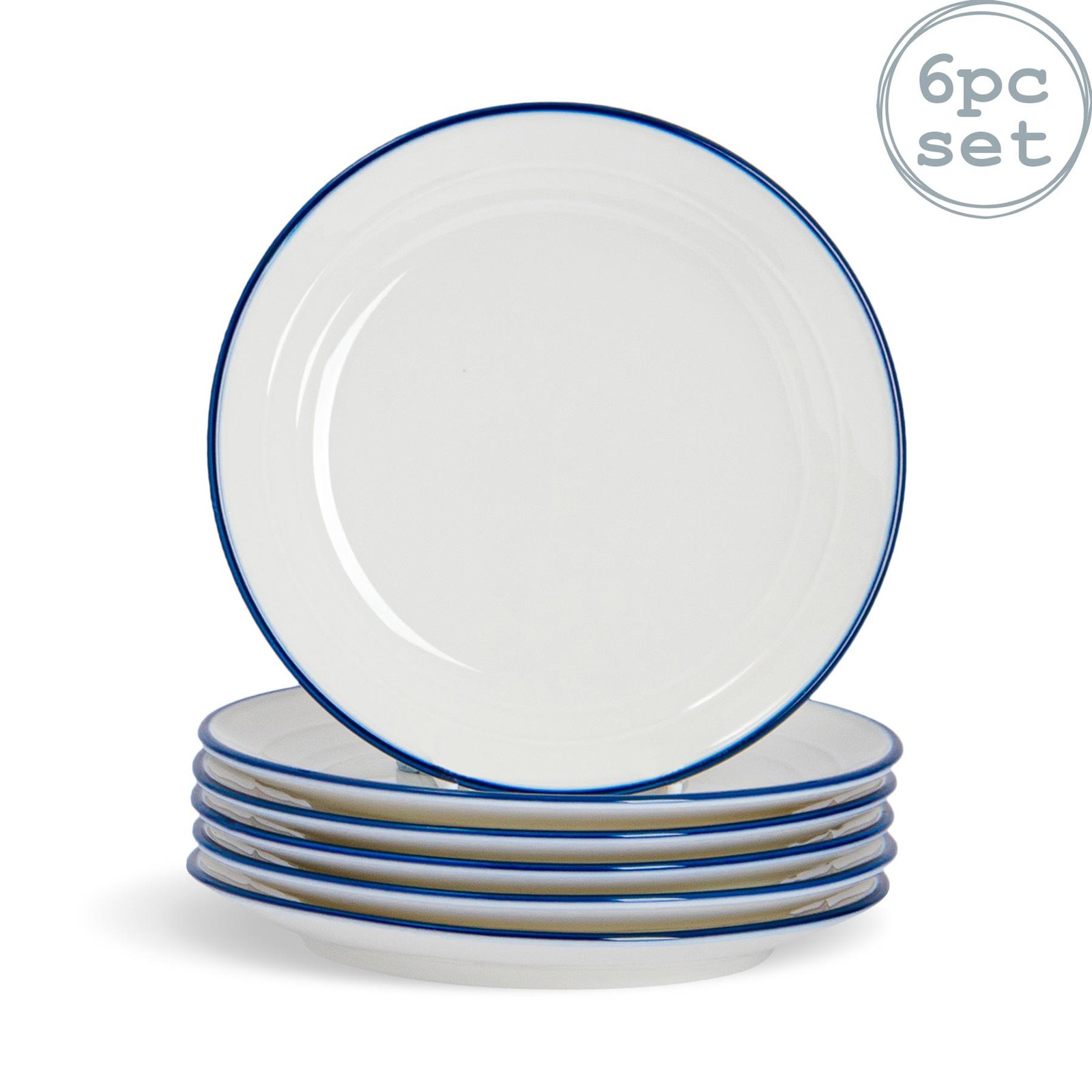 6x White Farmhouse Dessert Plates Rustic Country Cottage Dining Crockery 21cm