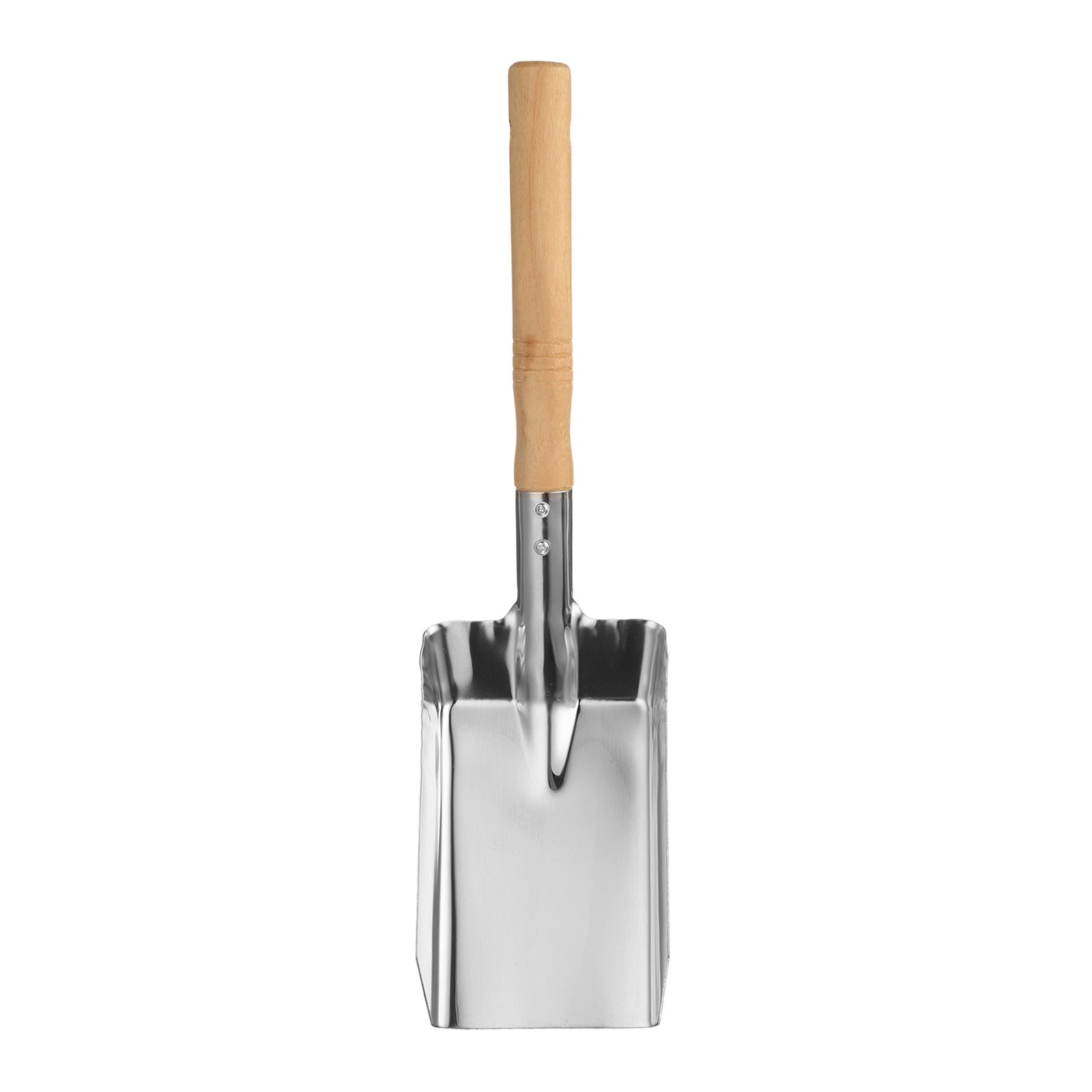 Fireplace Ash Shovel 15" Stainless Steel Garden Shovel with Wooden Handle
