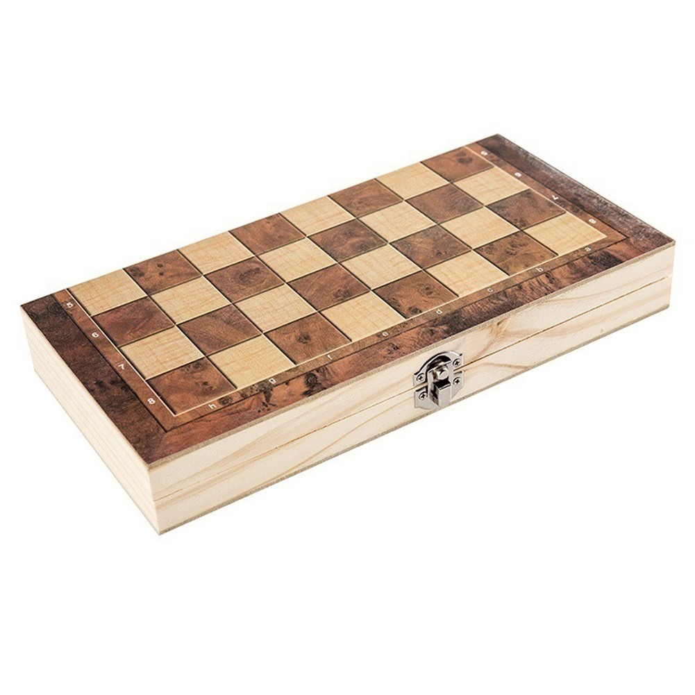 4X(Wooden Foldable Chess Backgammon Wooden Board Folding Board Game6508