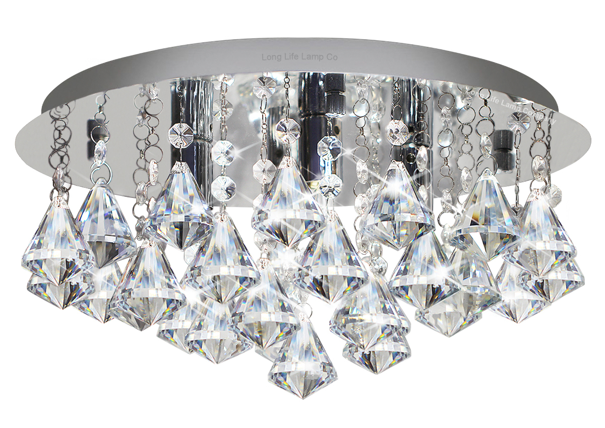 Round Chandelier Ceiling Light with DIAMOND Shape Crystal Droplets M0014S
