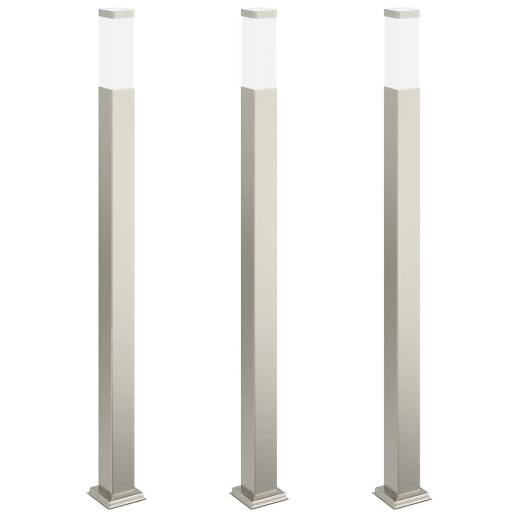 Bollard Lights 3pcs 110cm Stainless Steel Silver IP44 Outdoor Garden vidaXL
