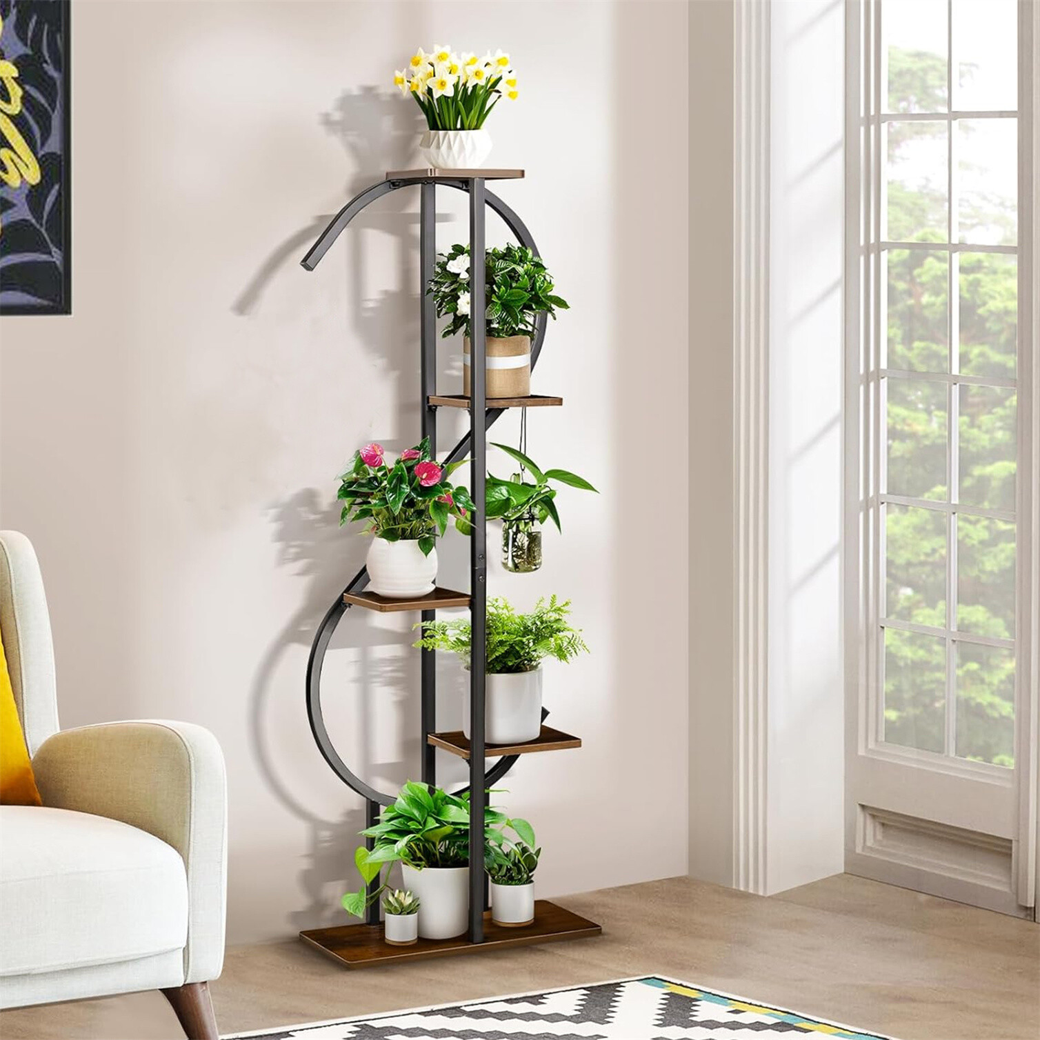 5-er Indoor Plant Stand, S-Shaped Corner Plant Stand Living Room Home Decoration