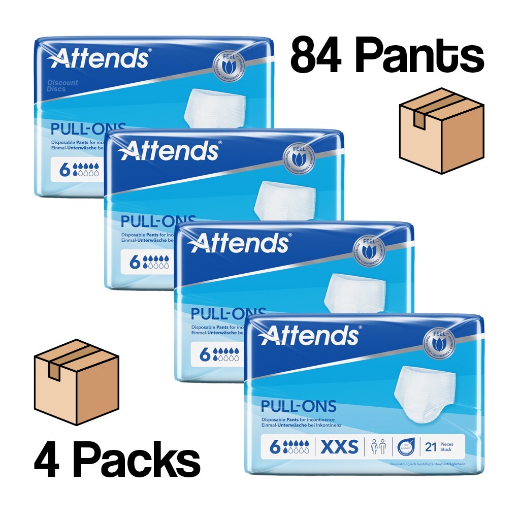 Attends 6XXS Pull up Pants Adult Nappies Incontinence EXTRA EXTRA SMALL 84 Pack