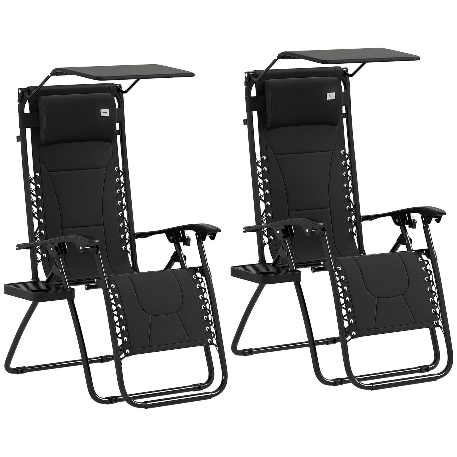 Outsunny 2 Pcs Zero Gravity Lounger Chair, Folding Reclining Chair, Black