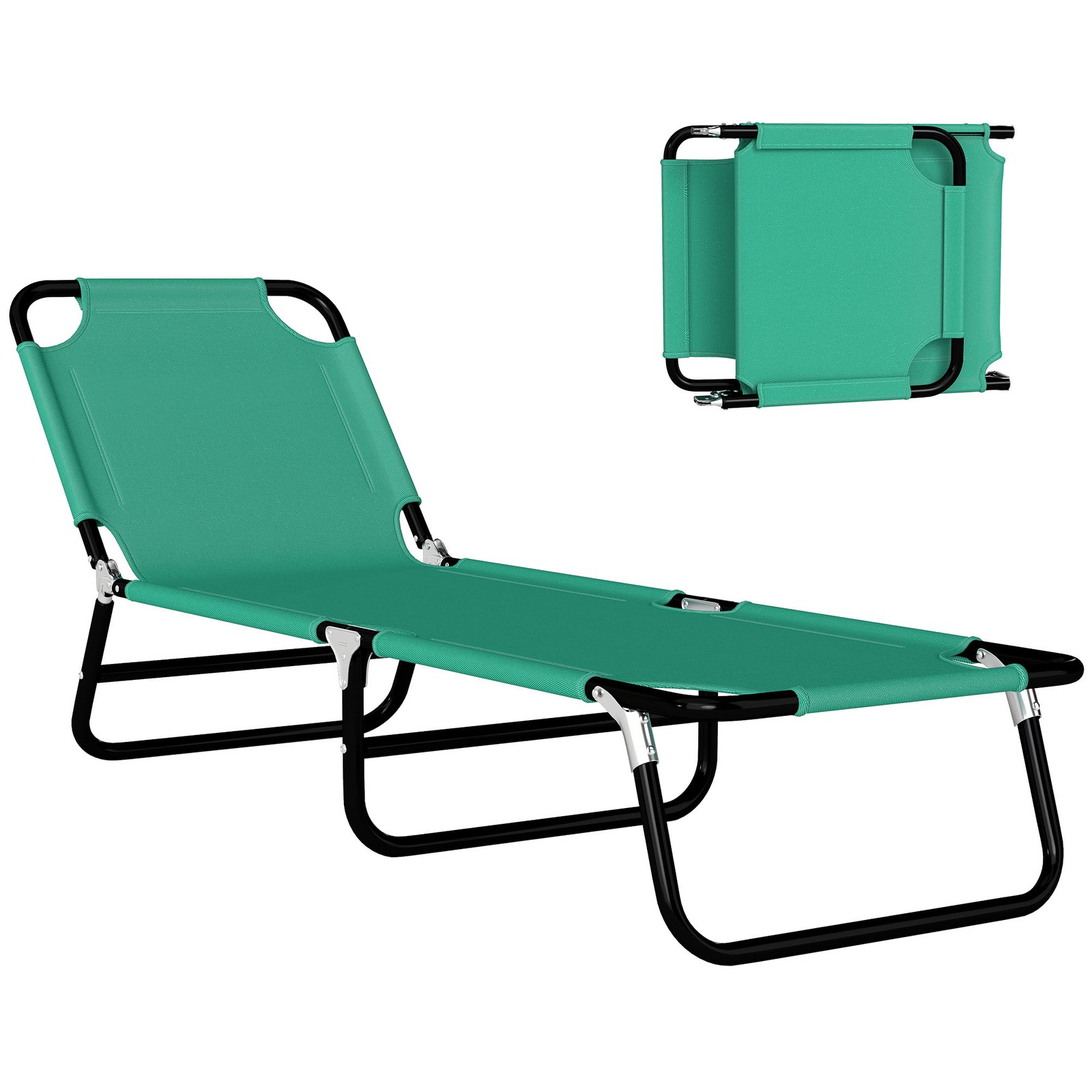 Outsunny Folding Lounge Chair, Outdoor Chaise Lounge for Bench Patio, Green