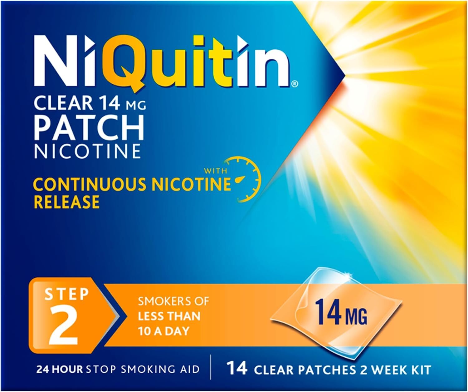 NiQuitin 14 mg Nicotine Patch Step 2 Stop Smoking Aid Therapy 14 Clear Patches