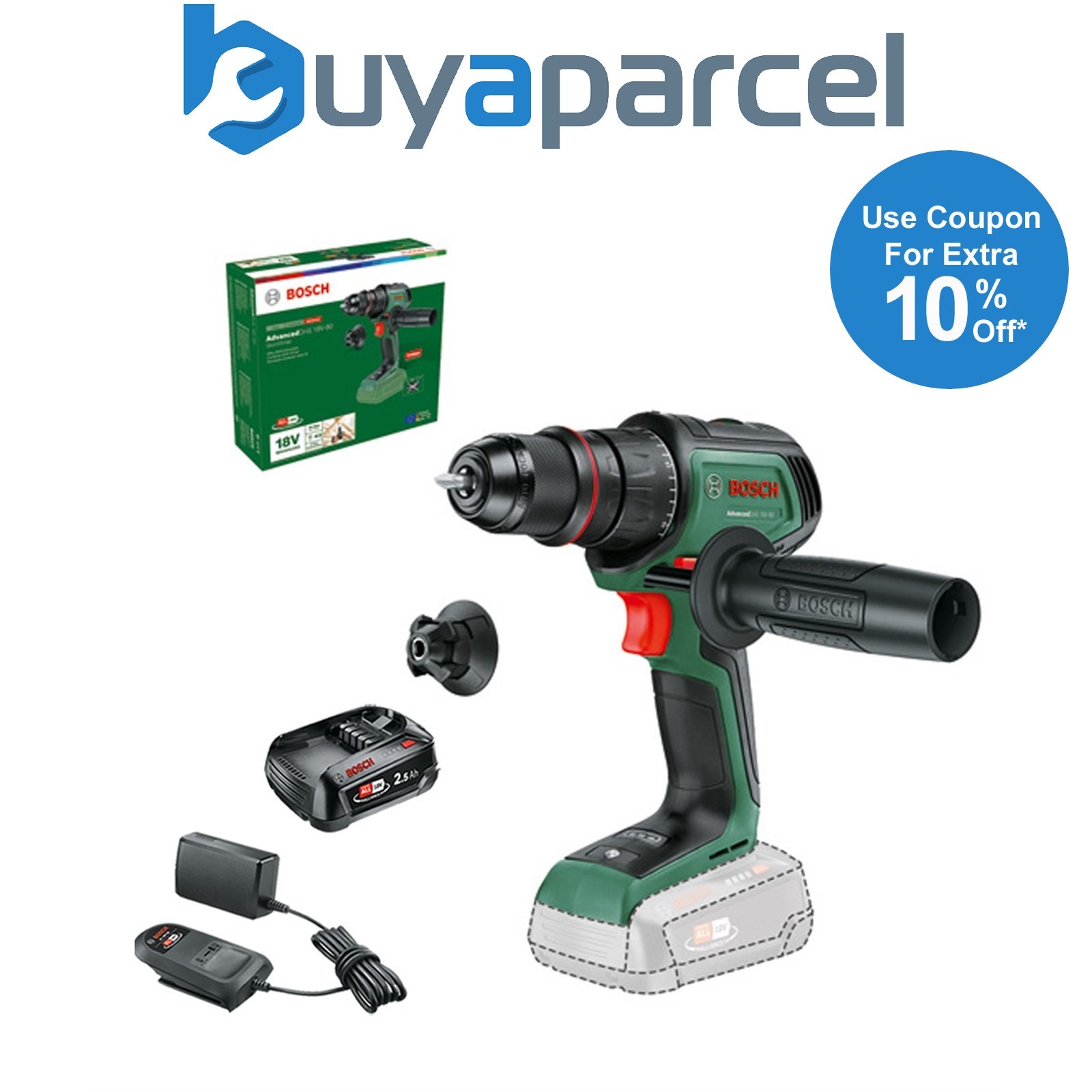 Bosch 06039E2000 Cordless 18v Drill Driver AdvancedDrill 18V-80 + 2.5AH Battery