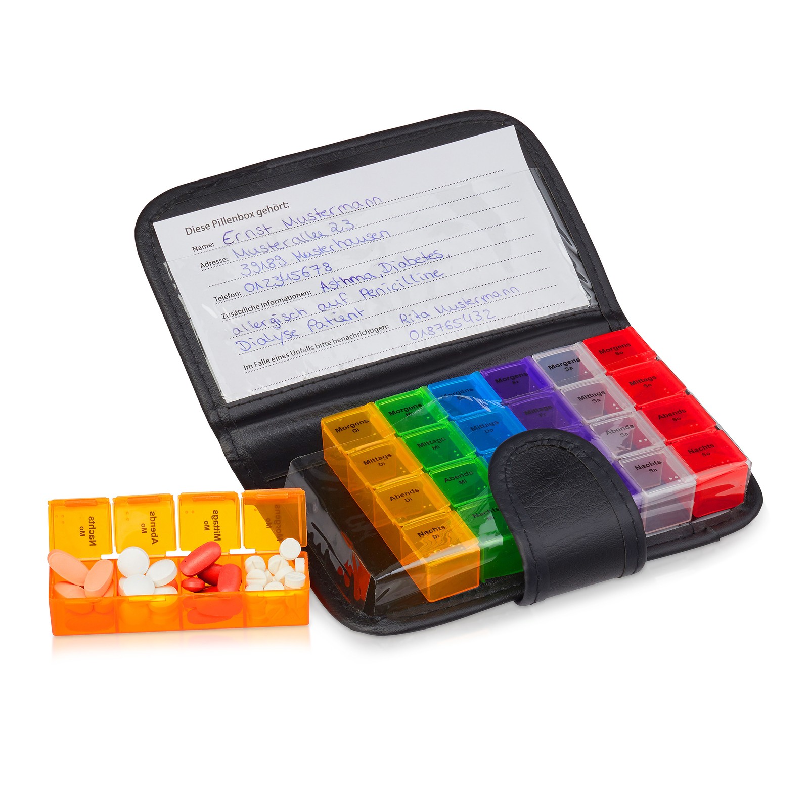 Pill box Travel Medicine Case Compact Lightweight Pill Organizer 7 Compartments