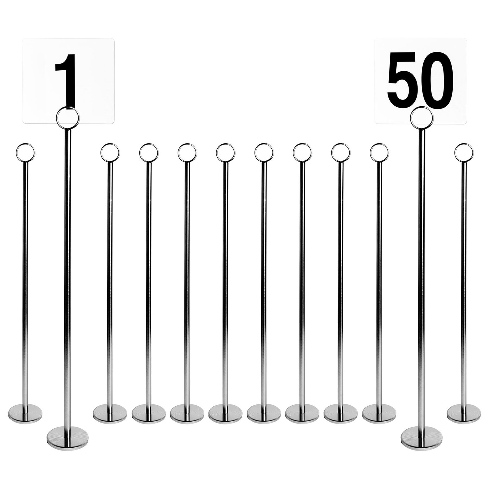 50x Table Numbers with 46cm Holders Wedding Place Card Sign Stand Set Silver