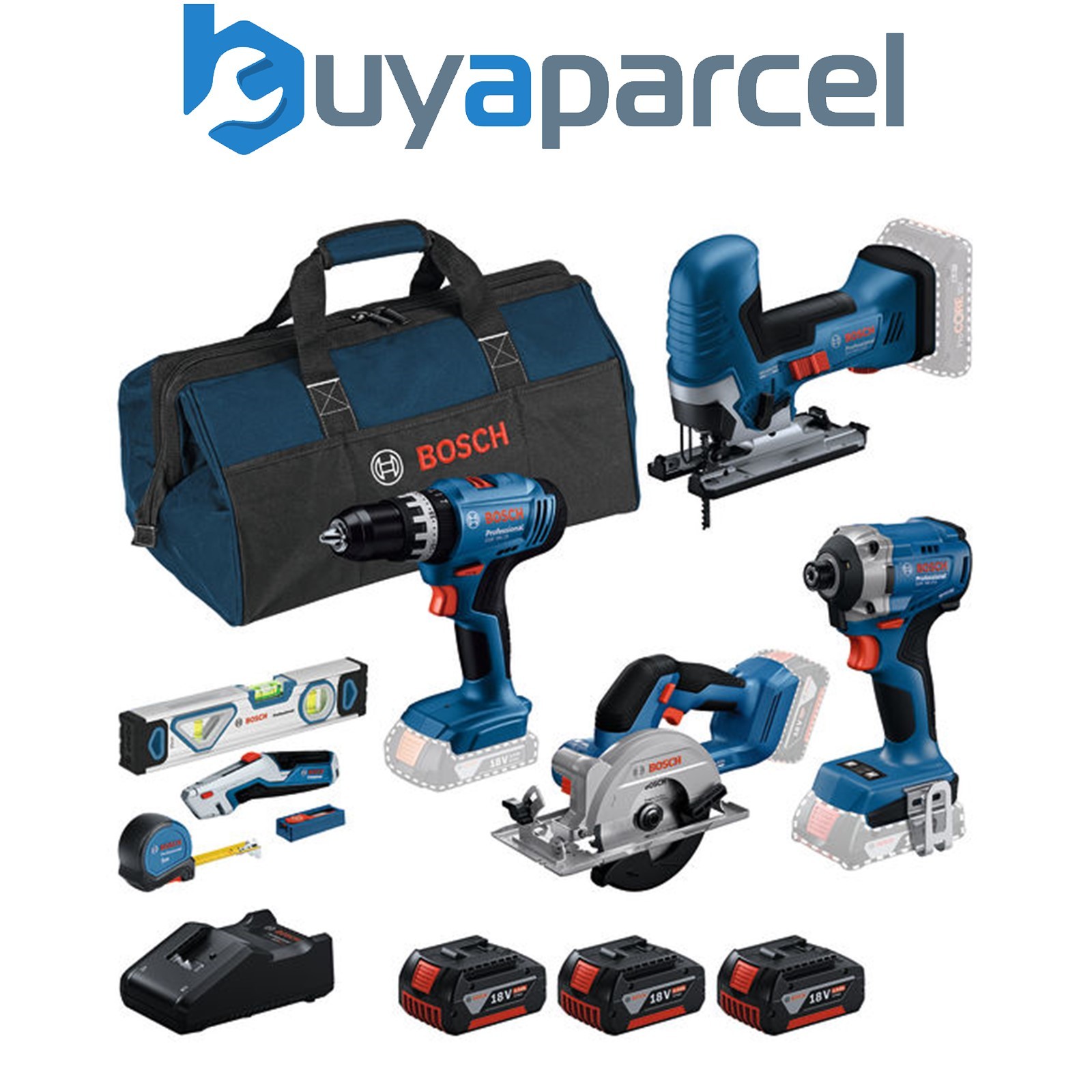 Bosch PRO Combo GSB + GDR + GST + GKS + 3x GBA 4.0Ah + GAL 18V-40 + 13 pcs