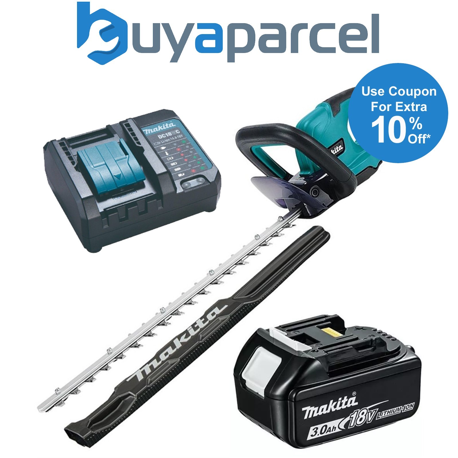 Makita DUH507F001 18V LXT 50cm Cordless Hedge Trimmer Electric Break 1x3ah