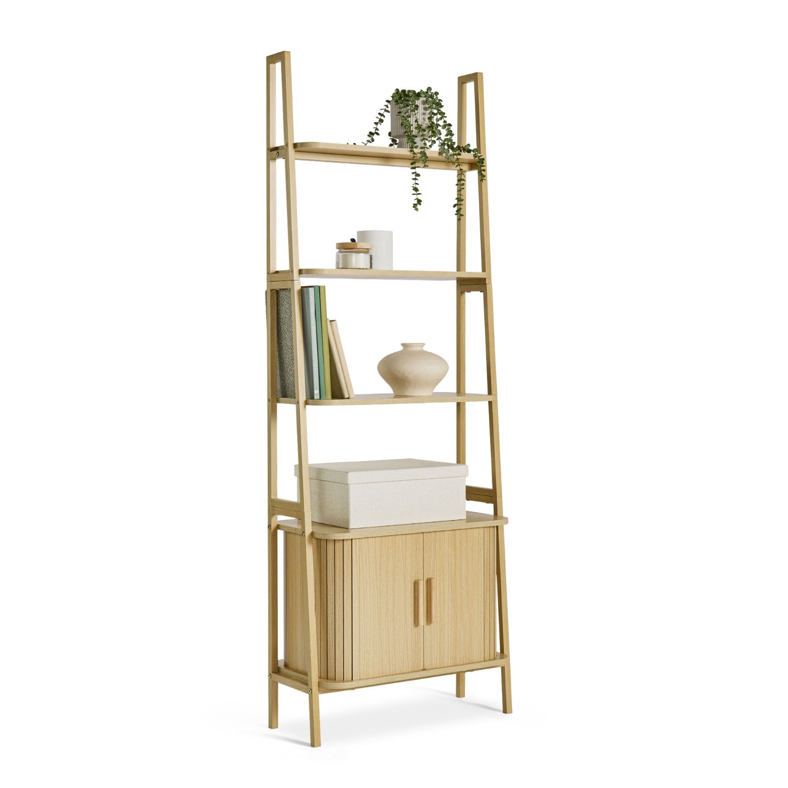 Bookcase for Living Room, Bookshelf with Sliding Doors & Storage, VonHaus
