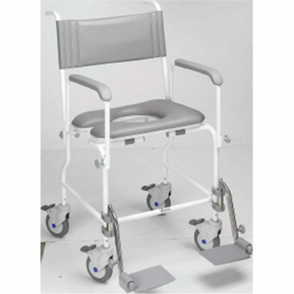 Attendant Propelled Shower Commode Chair - 19 Inch Seat Width - 4 Braked Castors