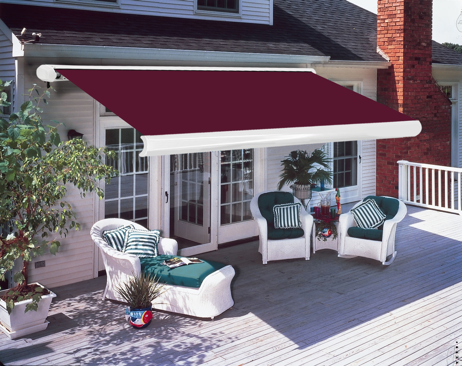 Full Cassette Electric Sun Shade Canopy Awning Retractable 4.5x3M Wine Red
