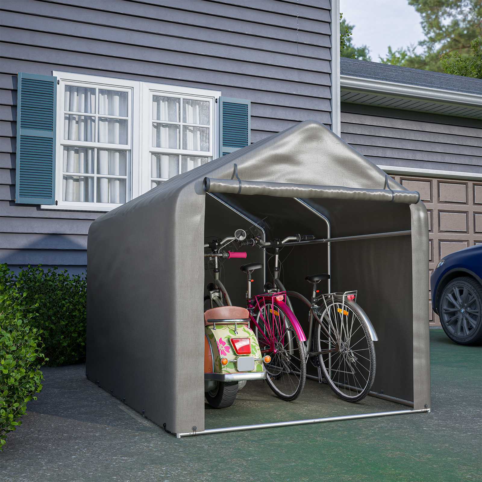 Storage Tent Bicycle Motorbike PE Shed Backyard Waterproof Large 2.2*1.6M Grey