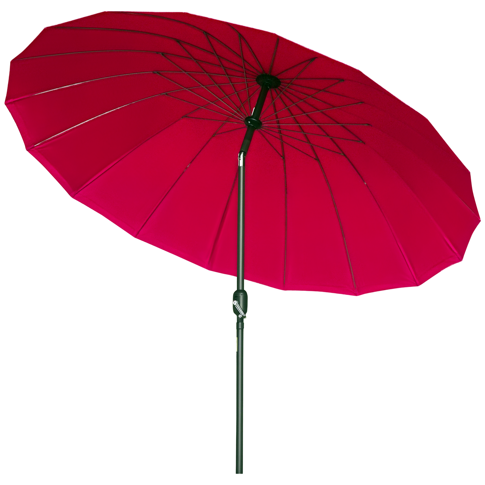 Outsunny 2.5m Round Curved Adjustable Parasol Sun Umbrella Metal Pole Red