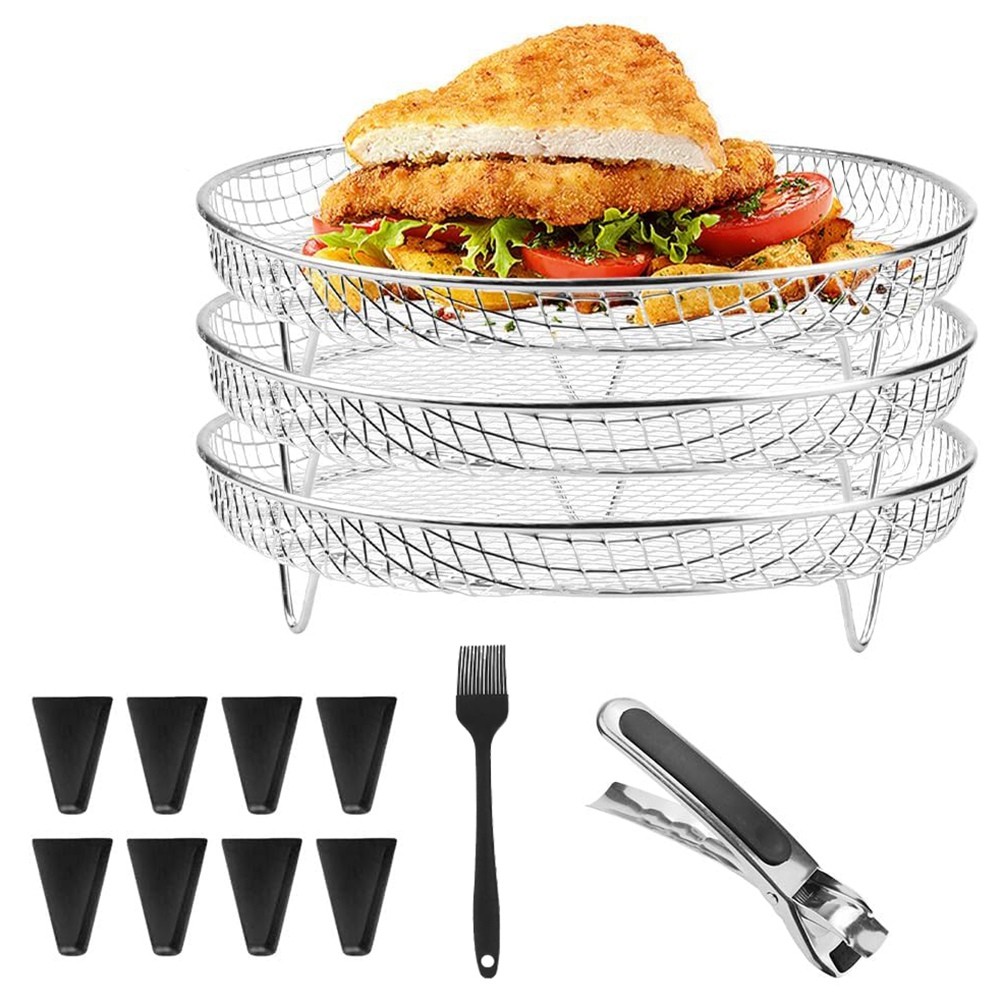 Air Fryer Rack Round 3 Layer Stackable Dehydrator Racks Stainless Steel Air8515