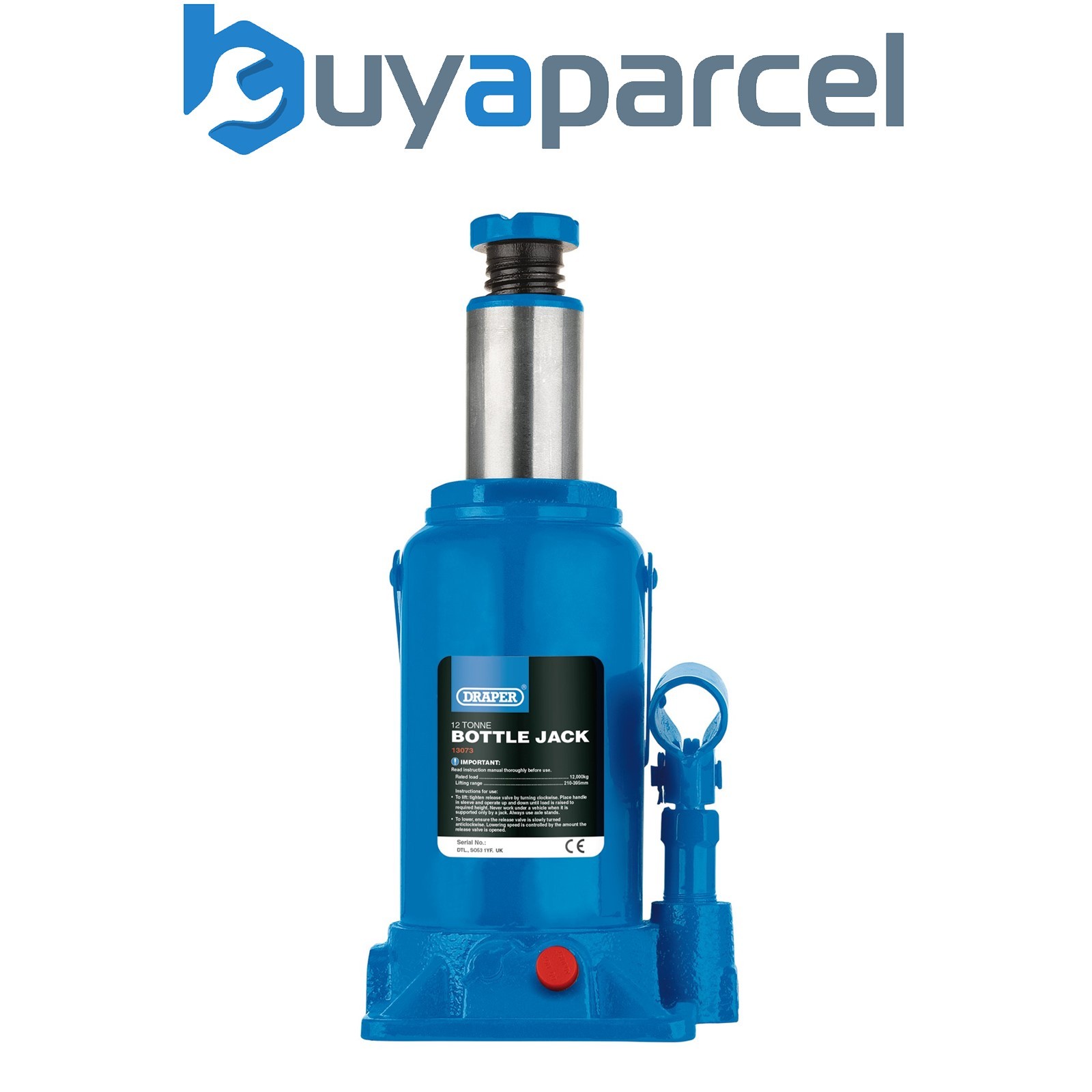Draper 13073 Hydraulic Bottle Jack, 12 Tonne