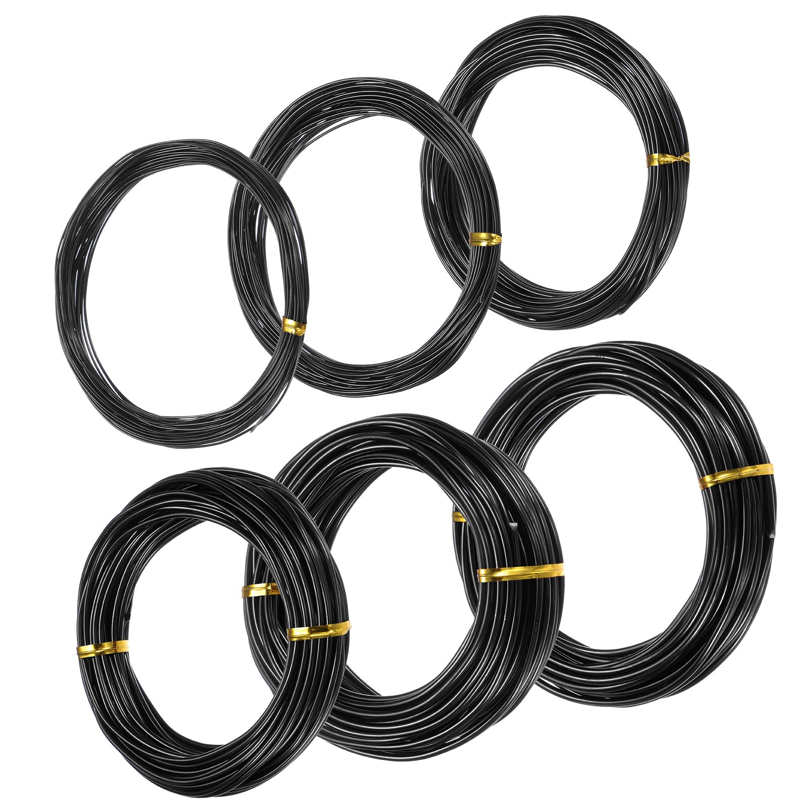 6Sizes Bonsai Training Wire, 0.8/1/1.5/2/2.5/3mm Aluminum Wires, 10M Each Black