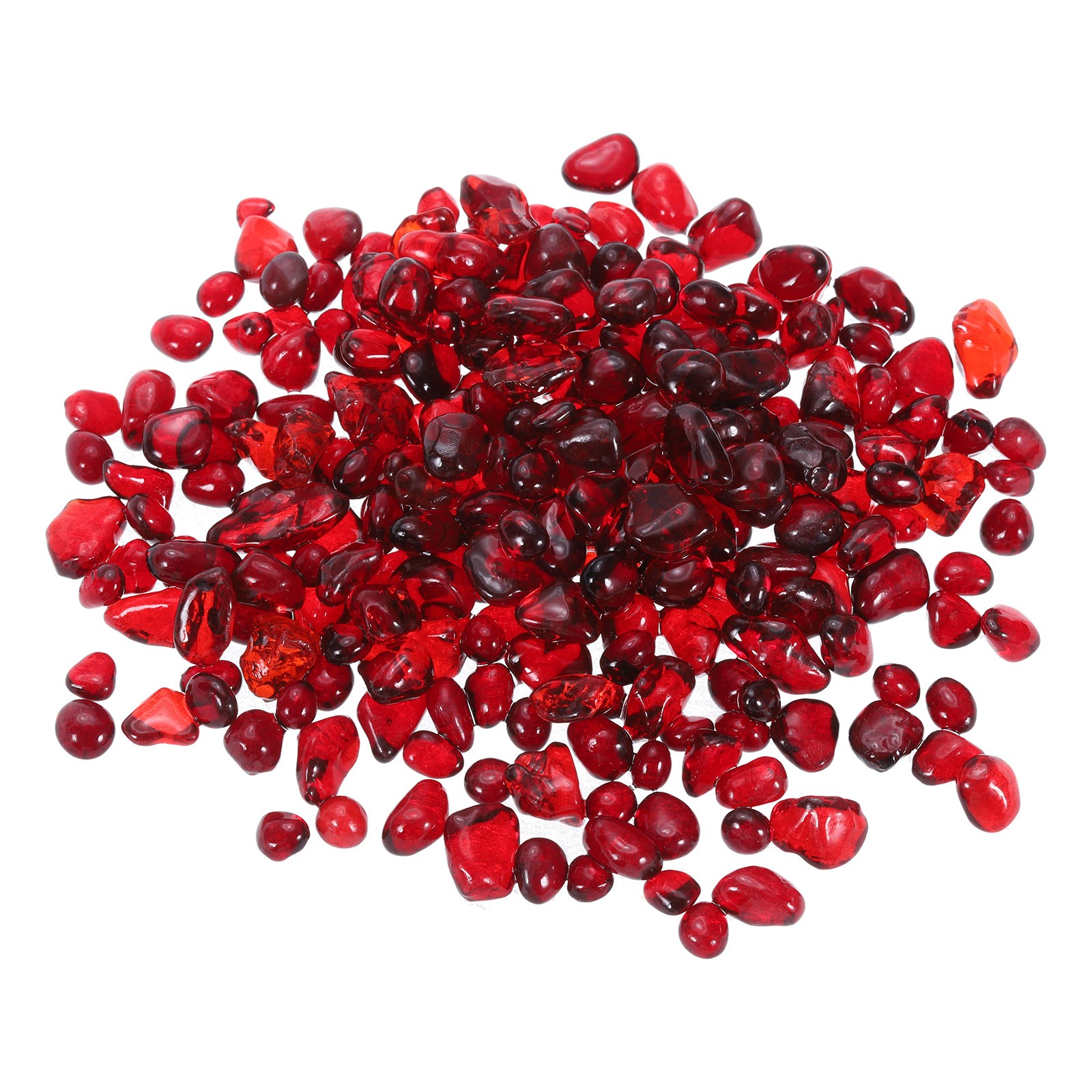 Round Fire Glass Beads, Vase Fillers for Fish Tank Aquarium 6-9mm 500g Red