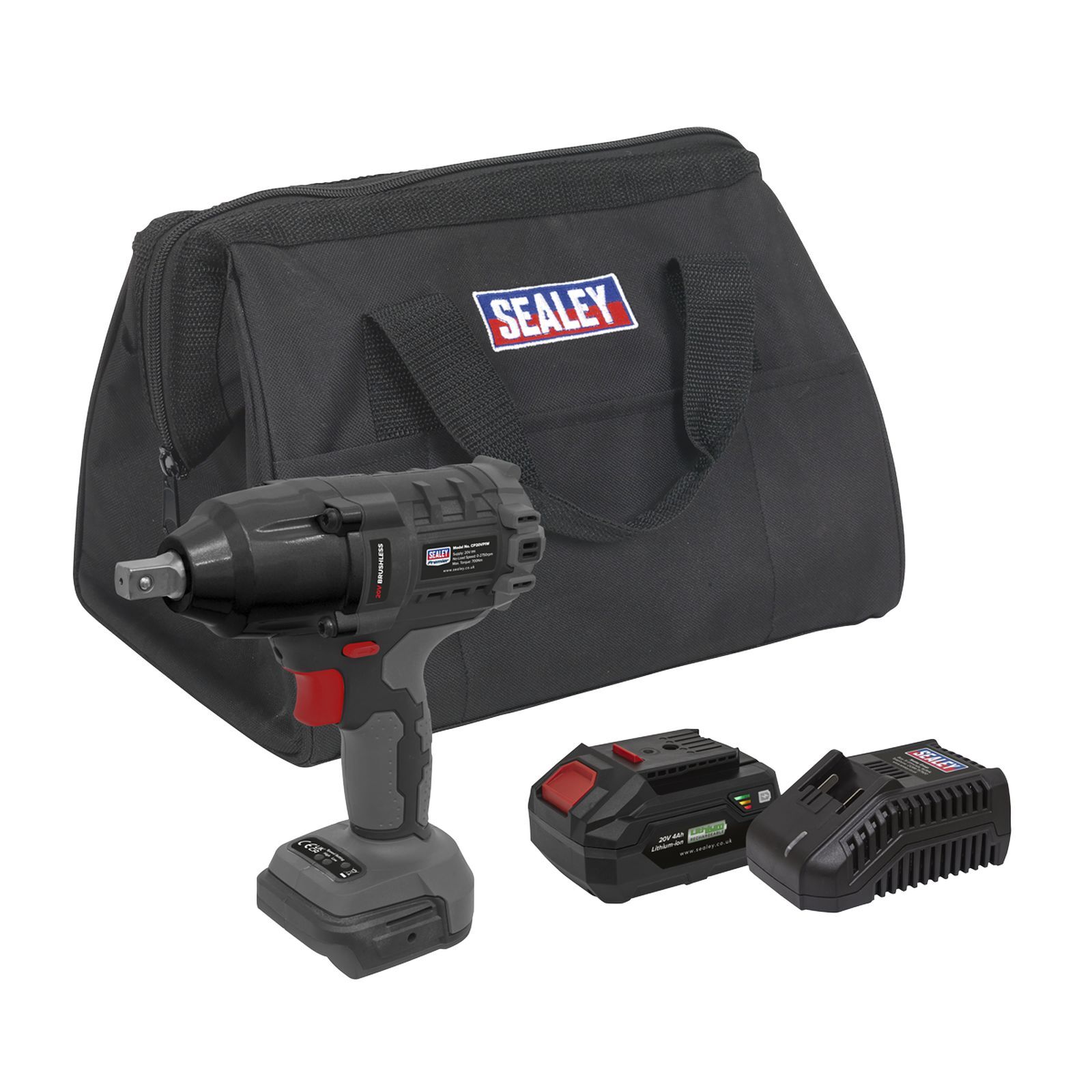 Sealey Brushless Impact Wrench Kit 1/2"Sq Drive 20V 4Ah 700Nm - CP20VPIWKIT1