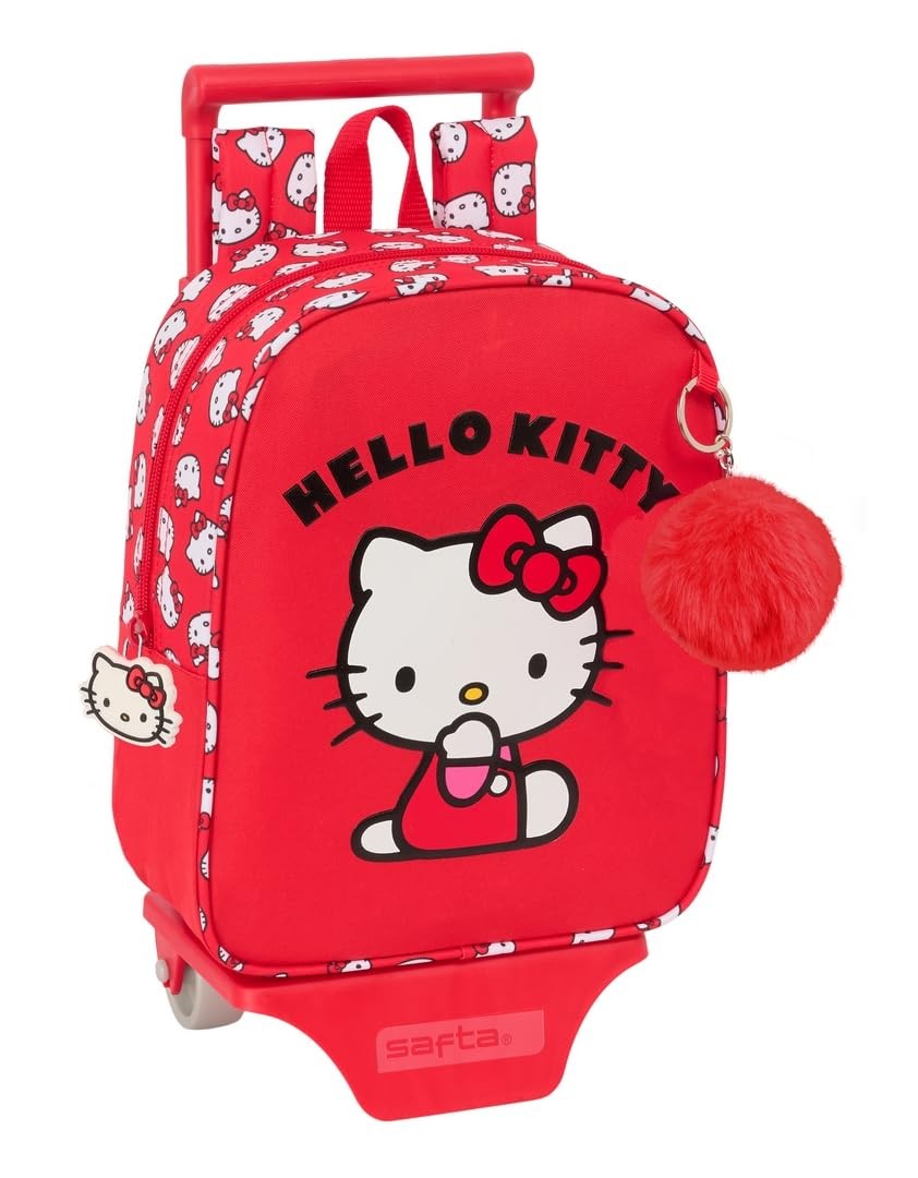 Safta HELLO KITTY ICONIC - Nursery Backpack with Trolley, Ideal for Children of