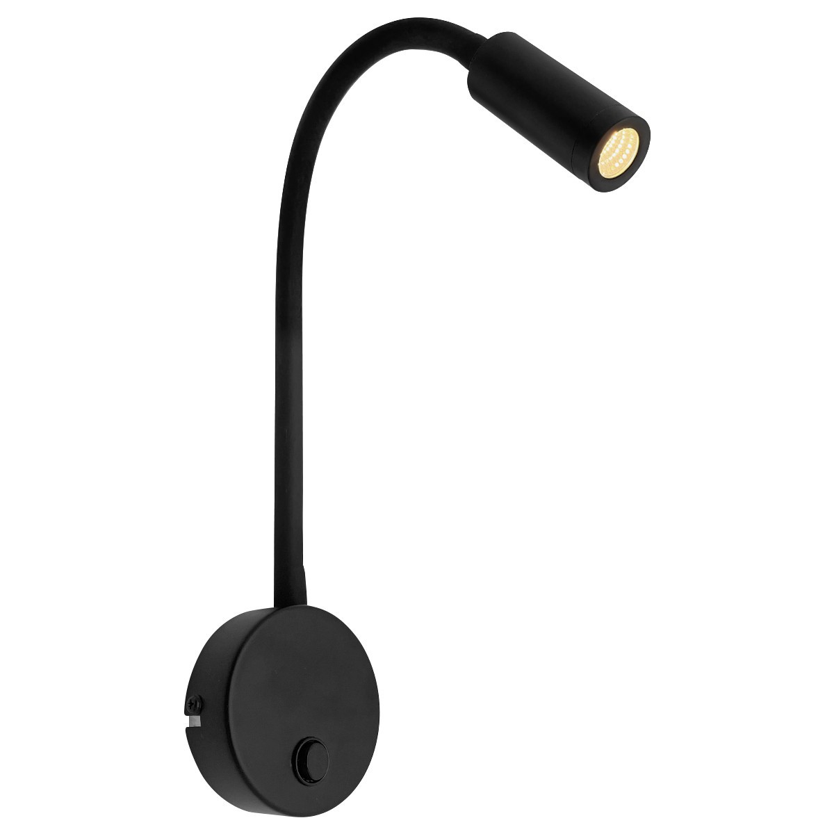LED 3W Adjustable Black Wall Mounted Reading Light with Flexible Arm 3000K BW03