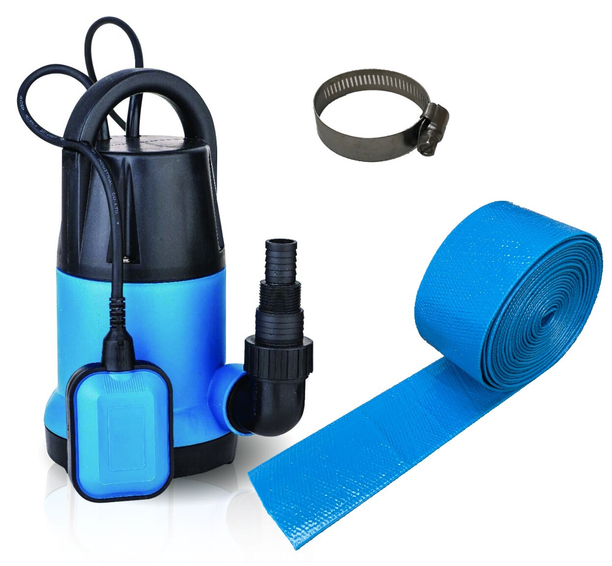 Happy Hot Tubs Submersible Water Pump + 5 metres Lay Flat Hose Tub Swimming Pool