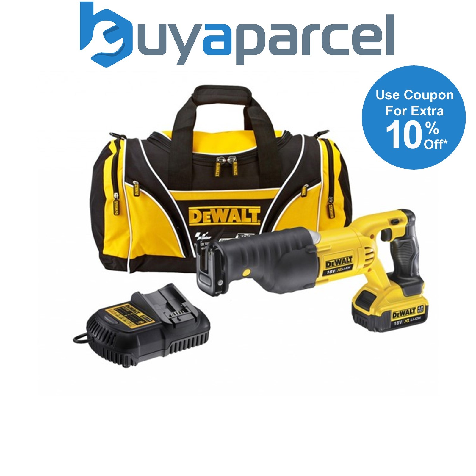 Dewalt DCS380M1 18v XR Reciprocating Sabre Saw + 1 x 4.0ah Battery Charger + Bag