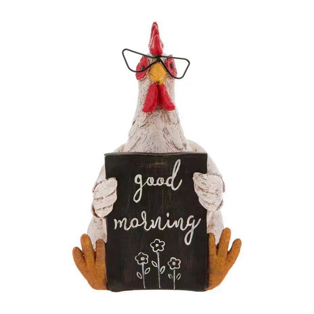 3X(Funny Rooster Hen Good Morning Resin Status Desktop Home Cute Rooster9044