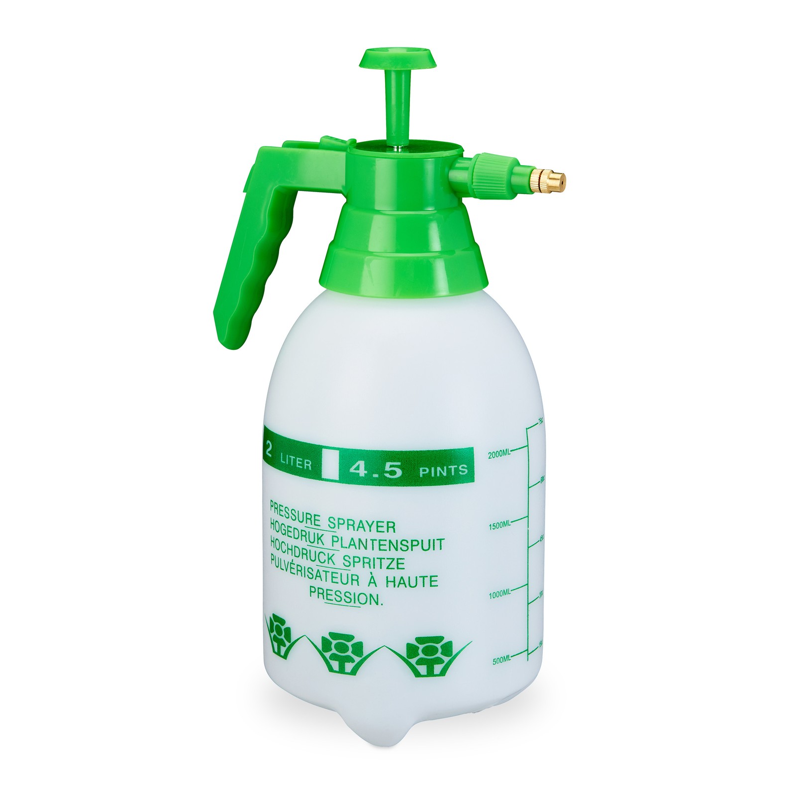 Set of 4 Pressure Sprayer Bottles 2 L Cleaning Garden Water Plant Spray Green