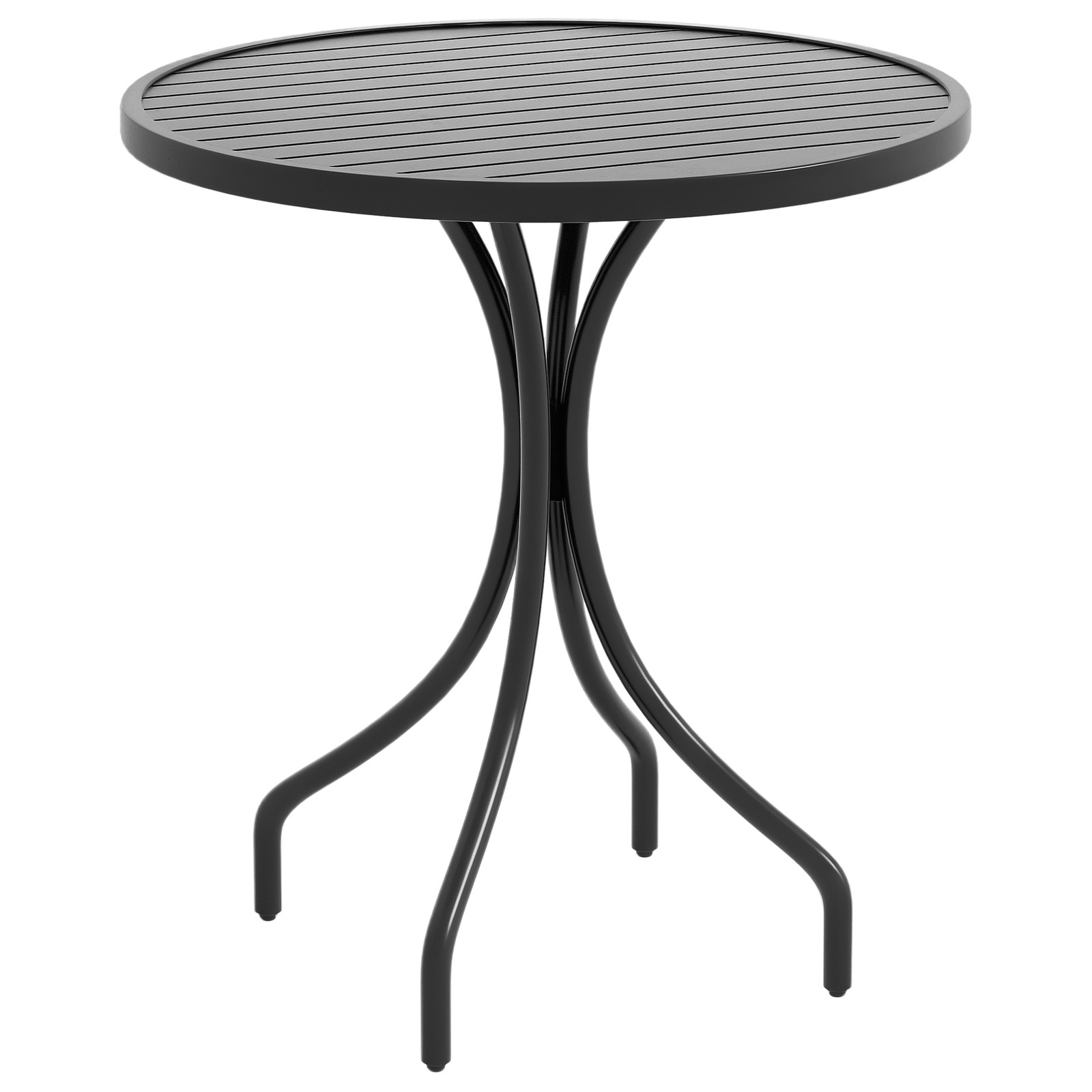 Outsunny Round Garden Table Outdoor Side Table with Steel Frame Black