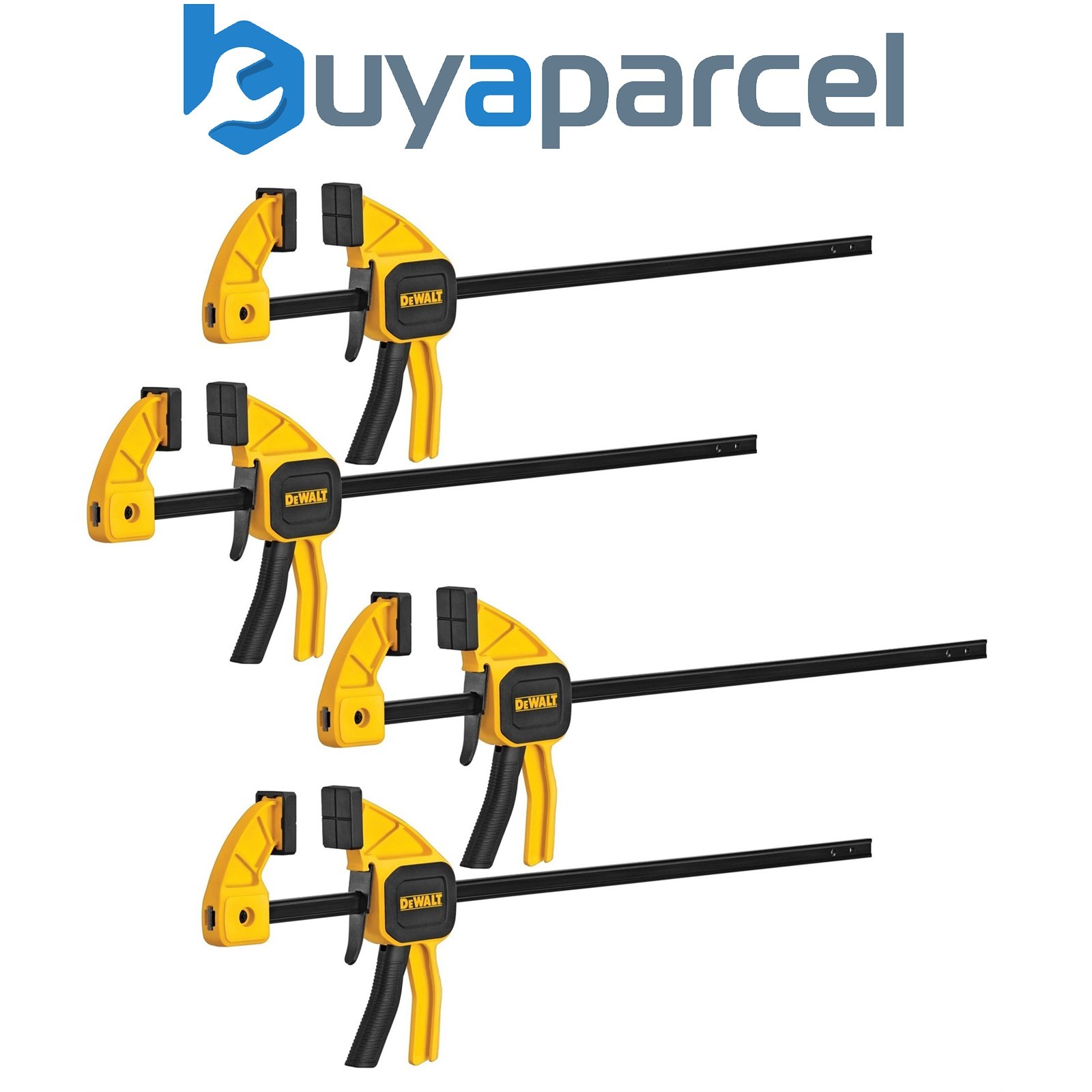 Dewalt 300mm Medium Trigger Clamps X 4 30cm 12" 90kg Force - One Handed Clamp