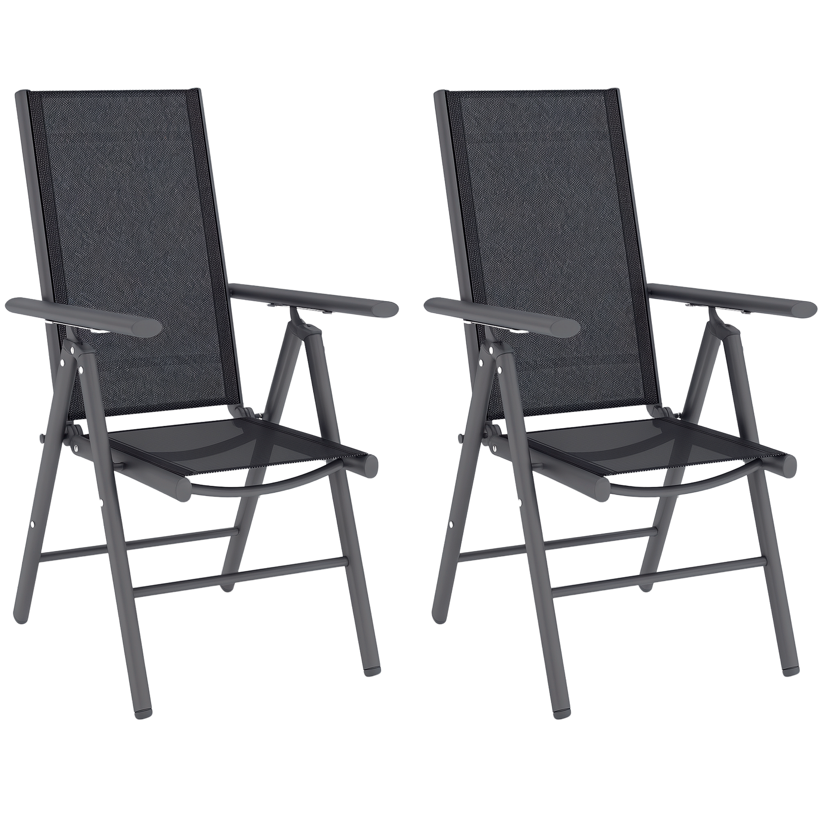 Outsunny 2PCS Folding Chair w/ Breathable Mesh Back and Seat, Dark Grey