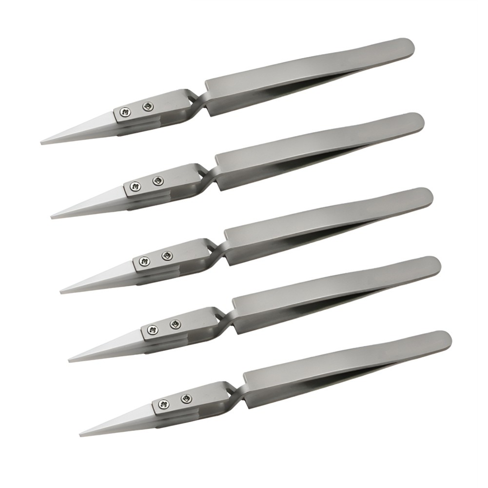 3X(5PCS Ceramic Tip Electronic Soldering Tweezers,-Static Reverse Acid6917