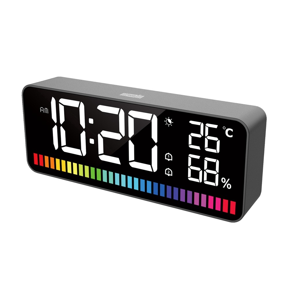LED Alarm Clock Spectrum Pickup Electronic Clock Temperature & Humidity &1893