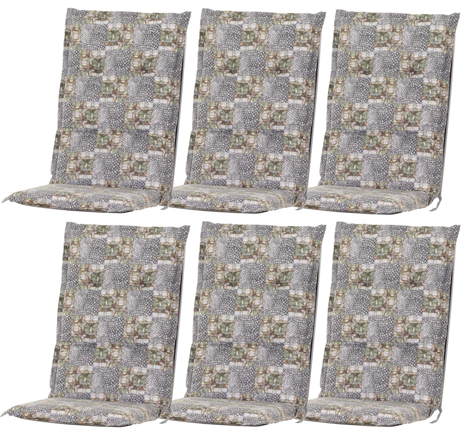 6x Edition High-Back Garden Chair 120x48 Seat Cushion Mosaic