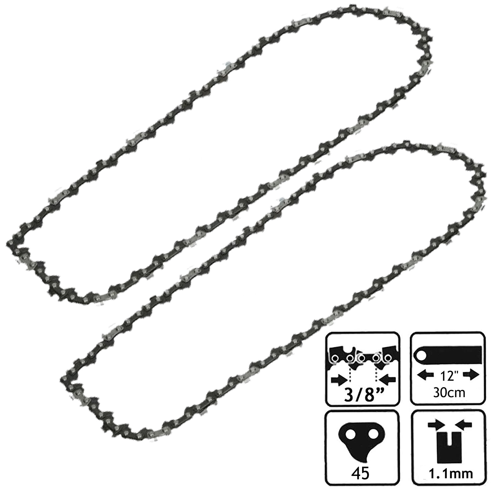 Chainsaw Chain 45 Drive Link 30cm 12" 3/8" for HUSQVARNA 323P4 325P5x Saw x 2