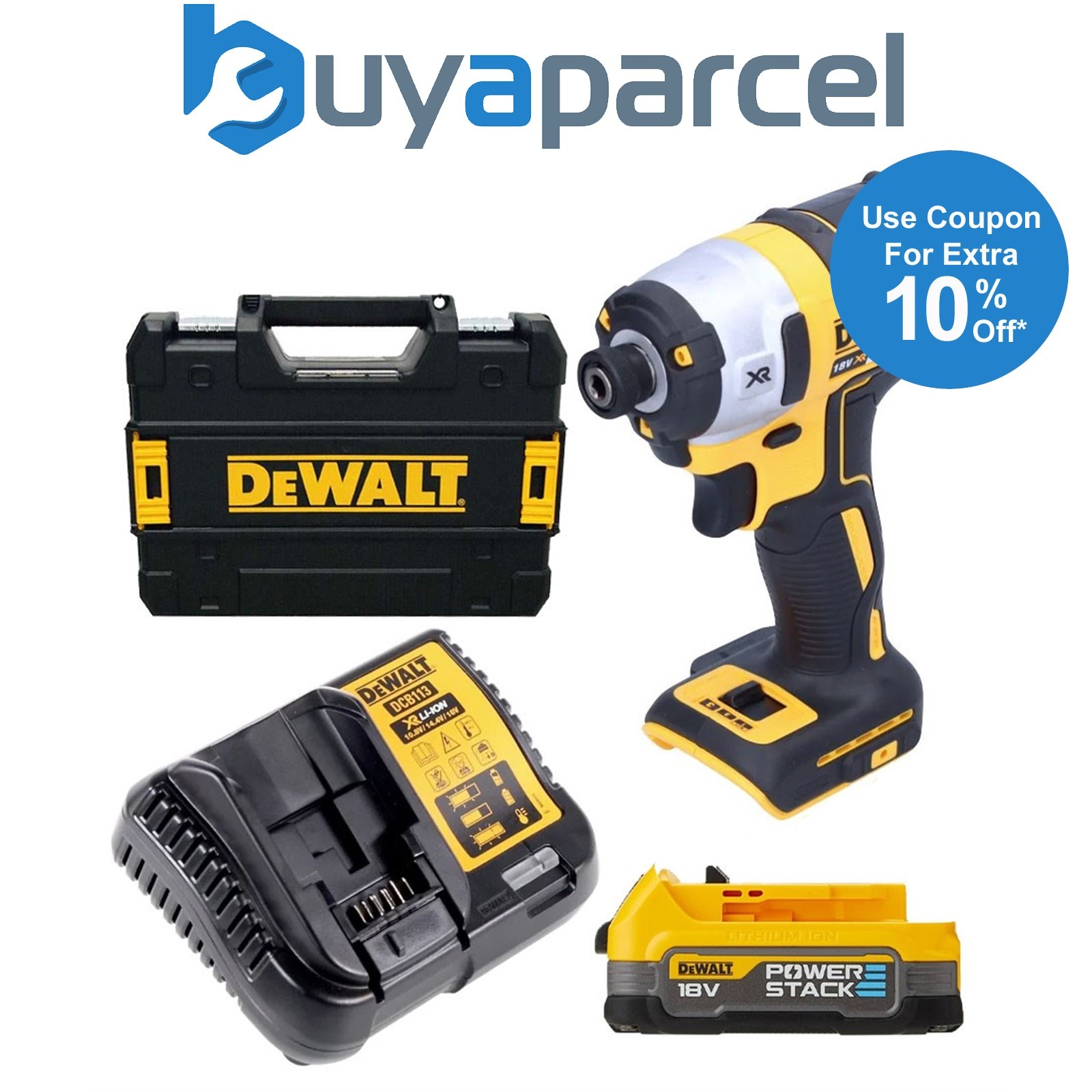 DeWalt DCF887E1T 18V XR Brushless Impact Driver 3 Speed - 1 x POWERSTACK Battery