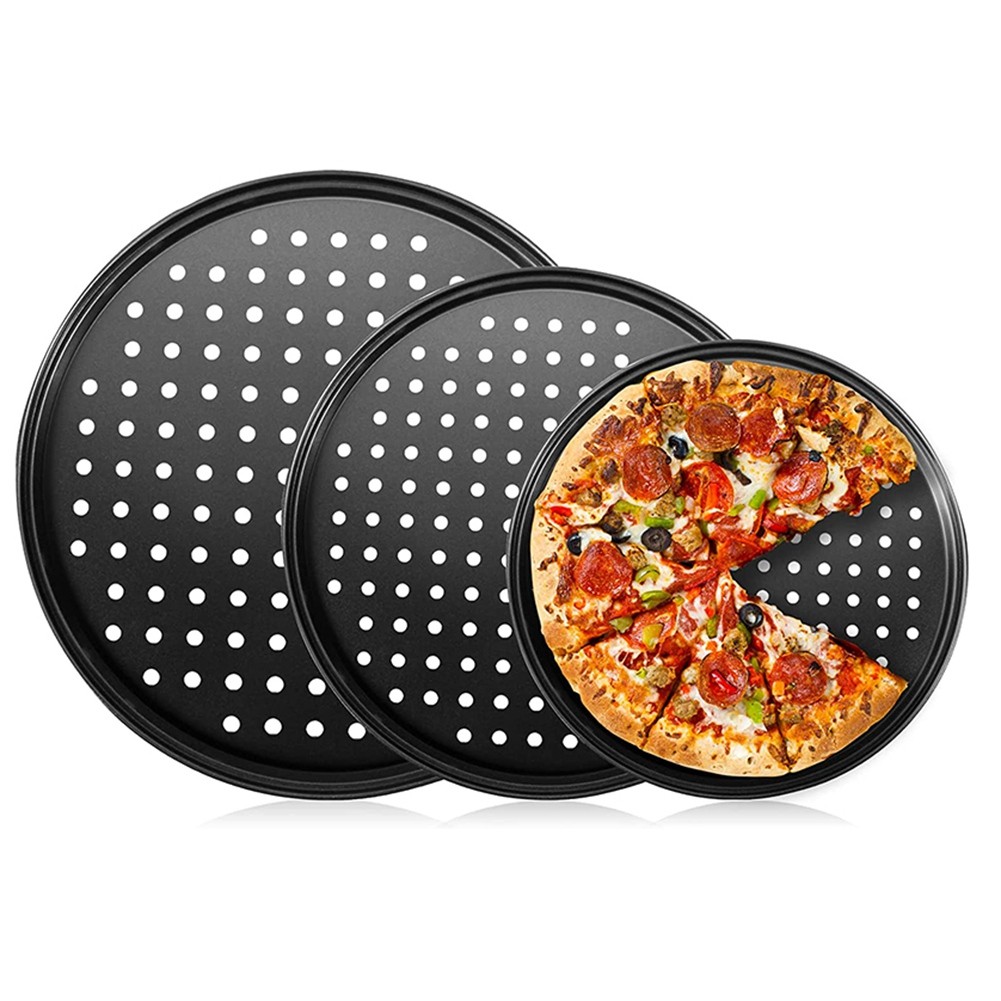 Pizza Tray Punching Baking Tray Non-Stick with Hole Pizza Mold Barbecue7565