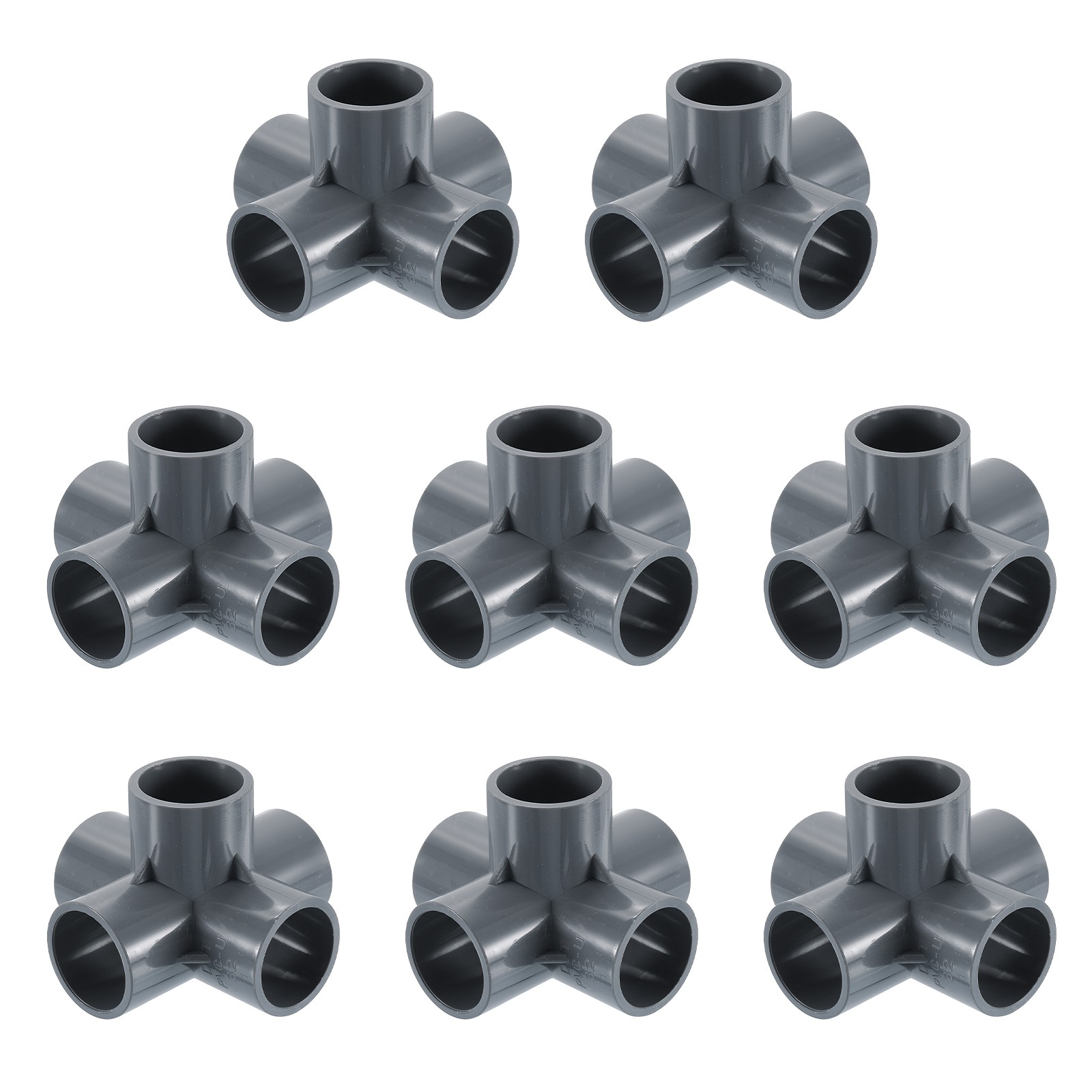 1" PVC Fittings, 8 Pcs 5 Way Elbow Connector Elbow PVC Corner Fitting, Grey