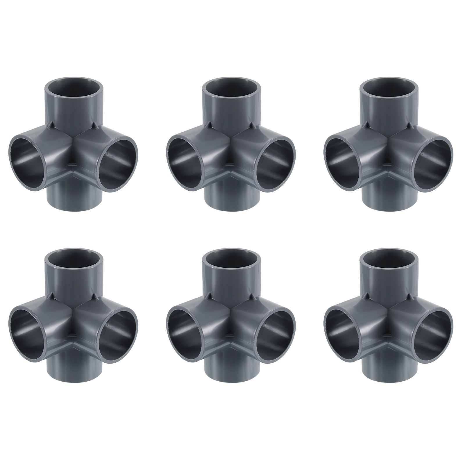 1-1/4" PVC Fittings, 6 Pcs 4 Way Elbow Connector Elbow PVC Corner Fitting, Grey