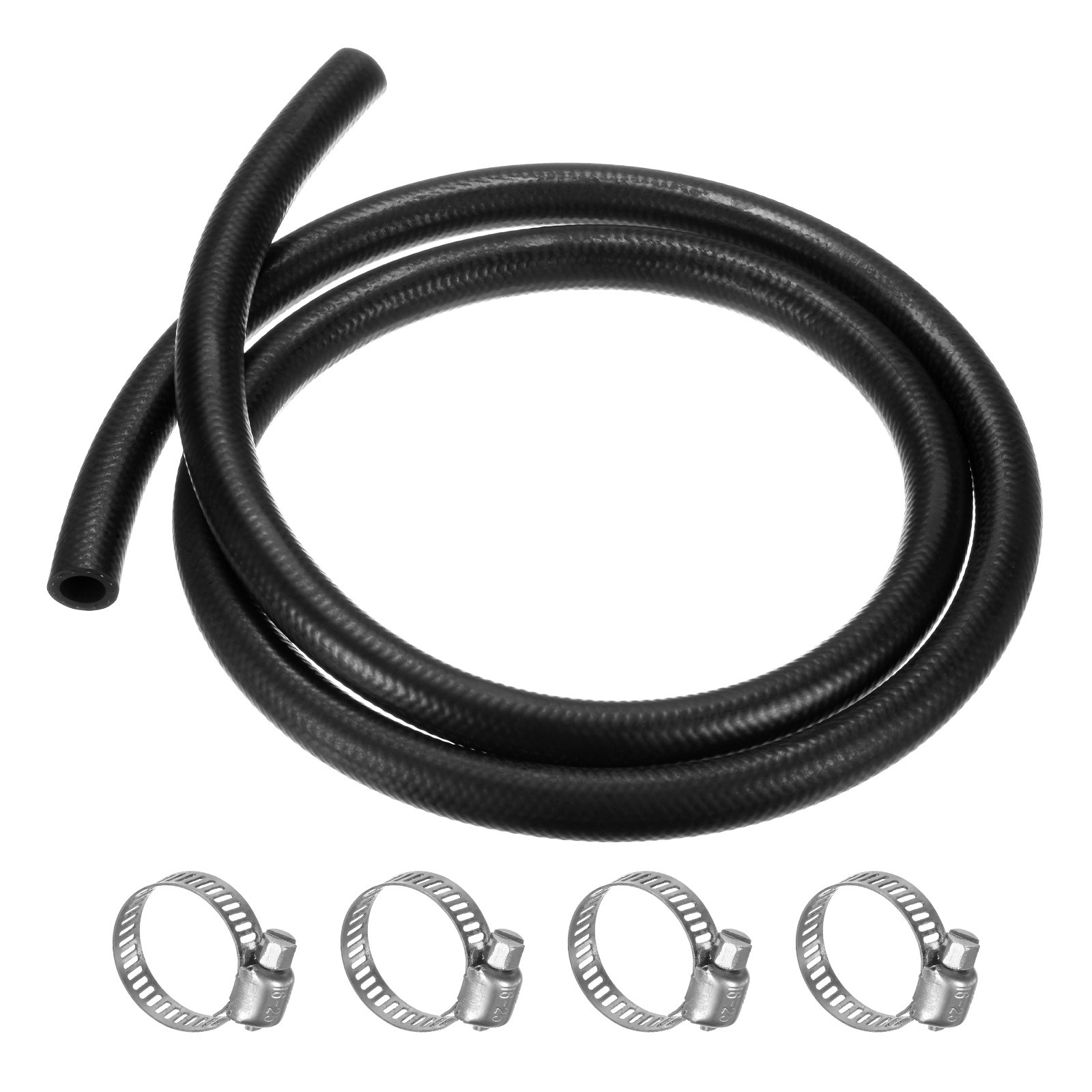 Fuel Line Hose 12mm ID 19mm OD 4.92ft NBR Rubber with 4pcs Clamps