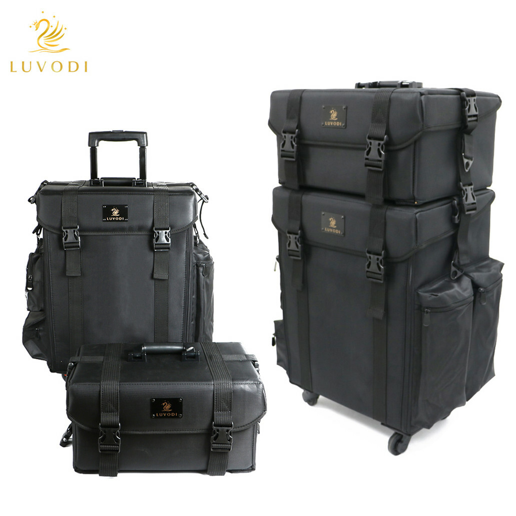 Large Makeup Case Hairdressing Vanity Beauty Trolley Cosmetic Box Storage