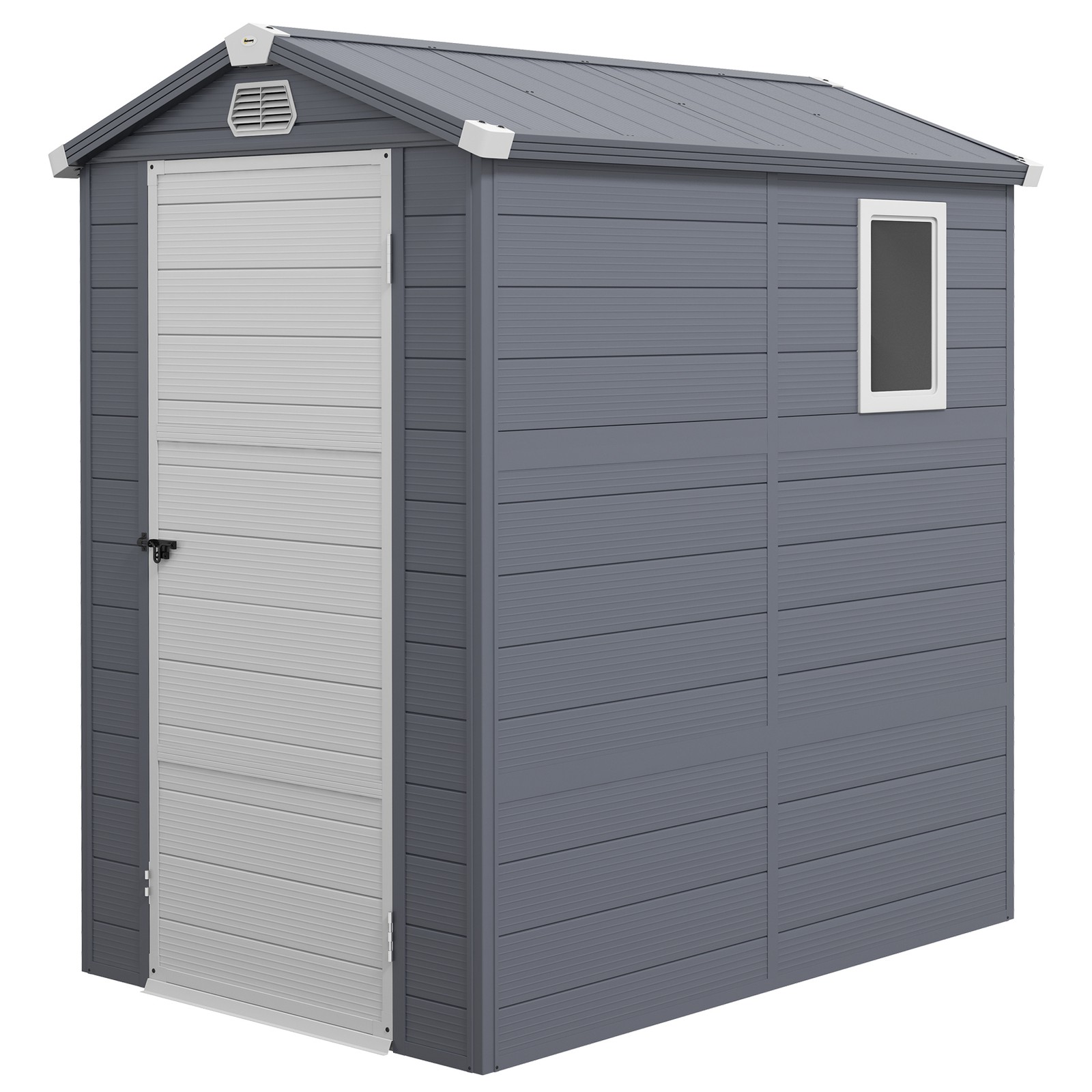 Outsunny 4 x 6ft Garden Shed Storage w/ Foundation Kit, Vents, Grey